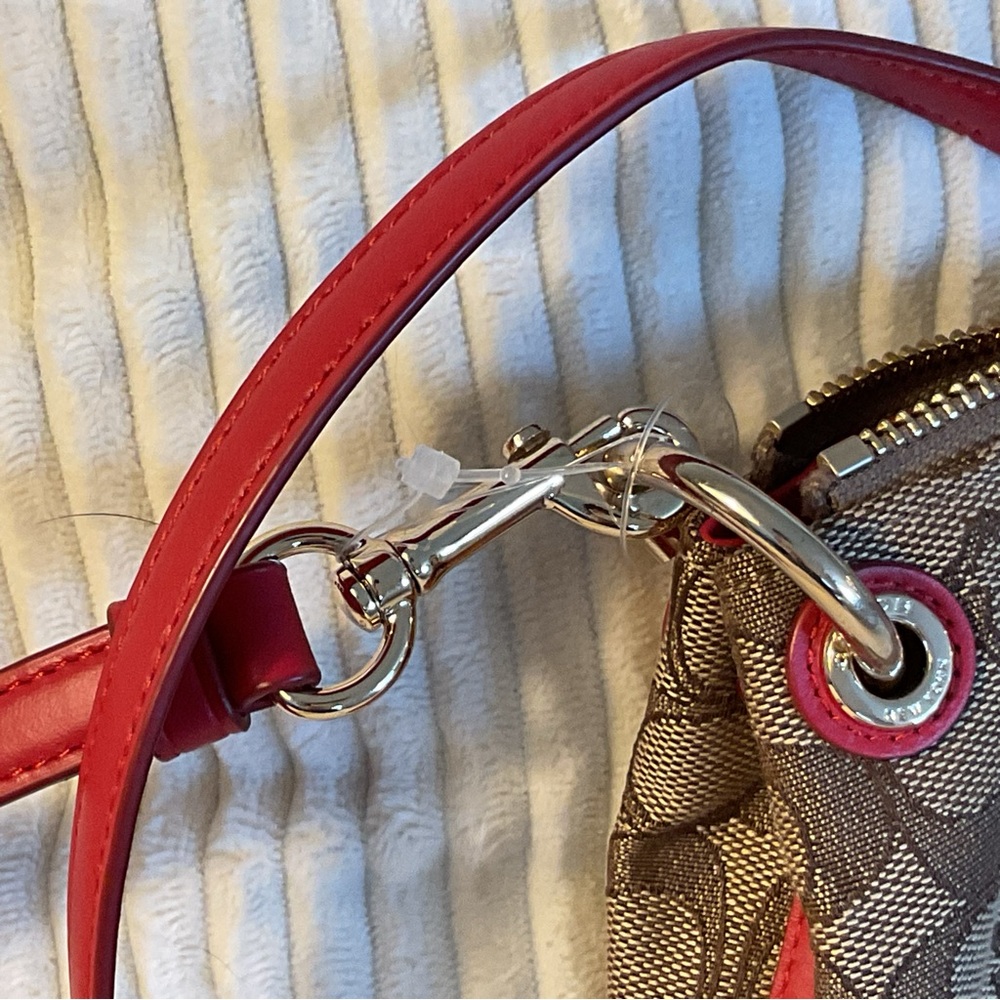 Authentic COACH Signature Crossbody Bag New tag Khaki/Red - Picture 4 of 14